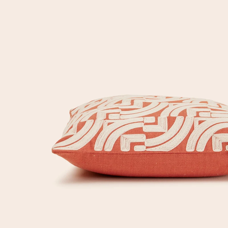 Housse de coussin IAKOBO brique et naturel