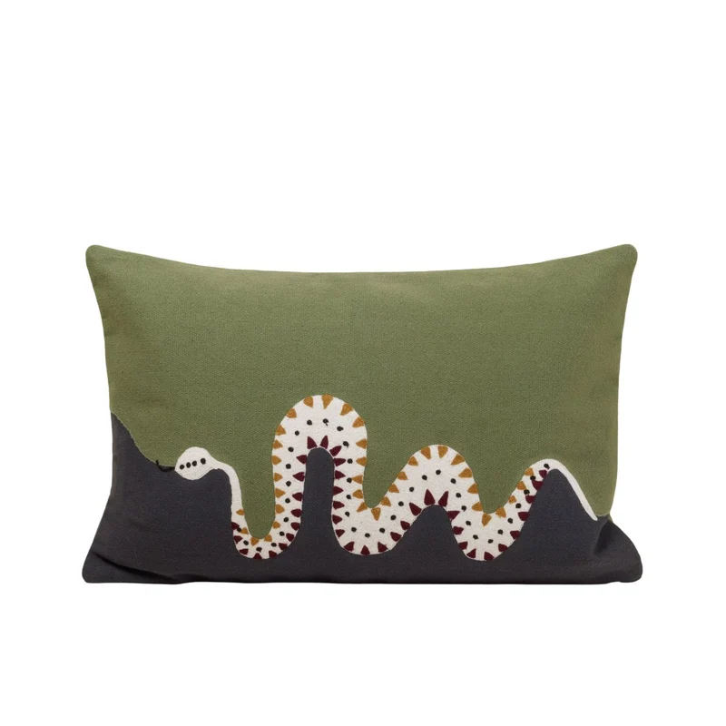 Housse de coussin TEOTI vert et python doré