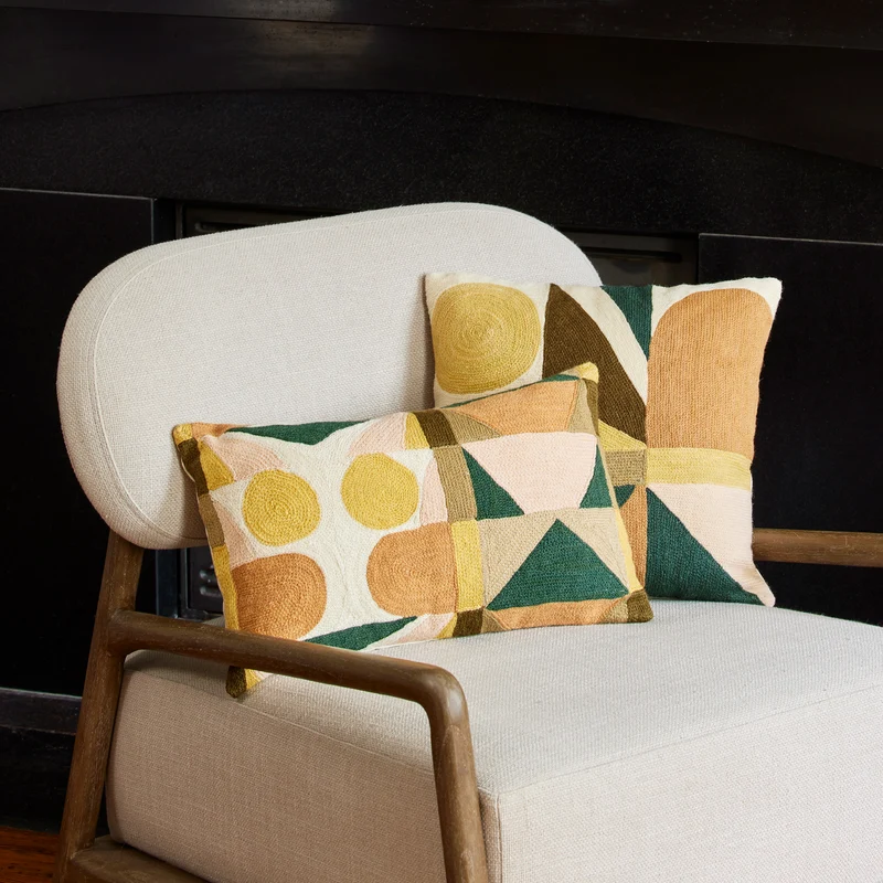 Housse de coussin FERGUS sables et vert