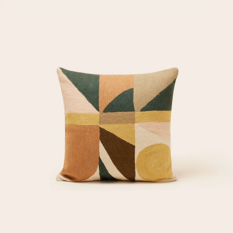 Housse de coussin FERGUS sables et vert