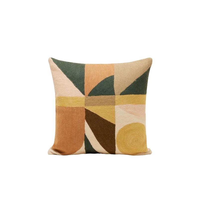 Housse de coussin FERGUS sables et vert