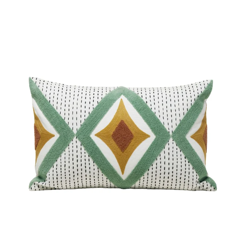 Housse de coussin ZAYI ivoire et vert
