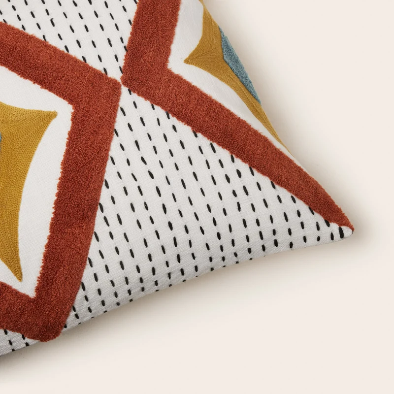 Housse de coussin ZAYI ivoire et terracotta