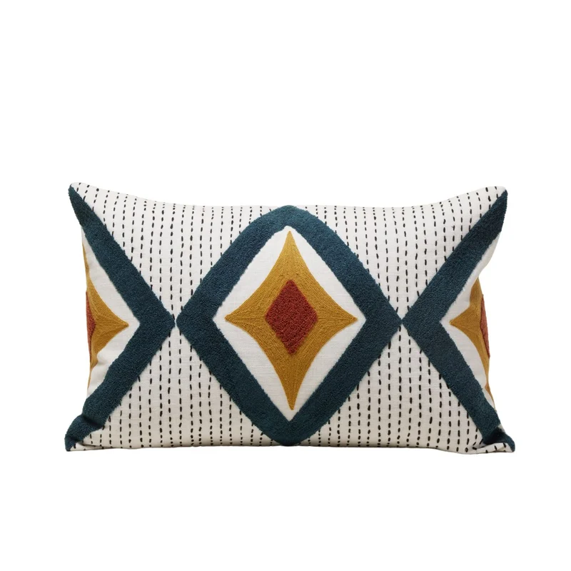 Housse de coussin ZAYI ivoire et pétrole
