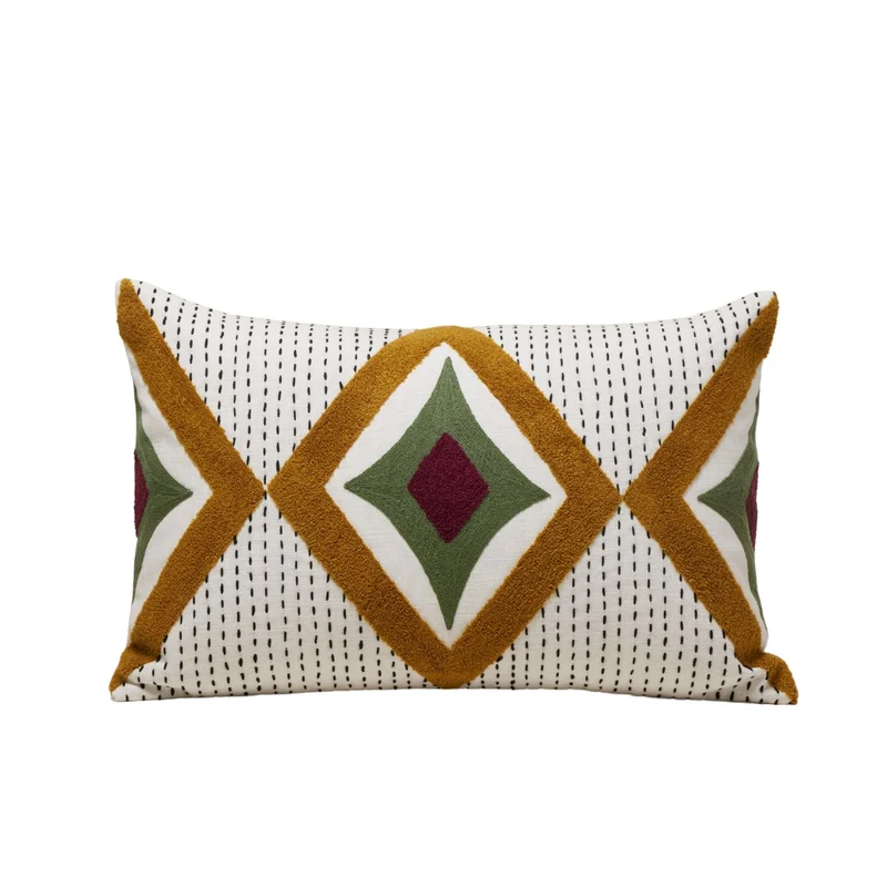 Housse de coussin ZAYI ivoire et moutarde