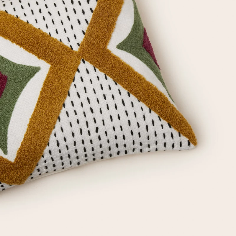 Housse de coussin ZAYI ivoire et moutarde