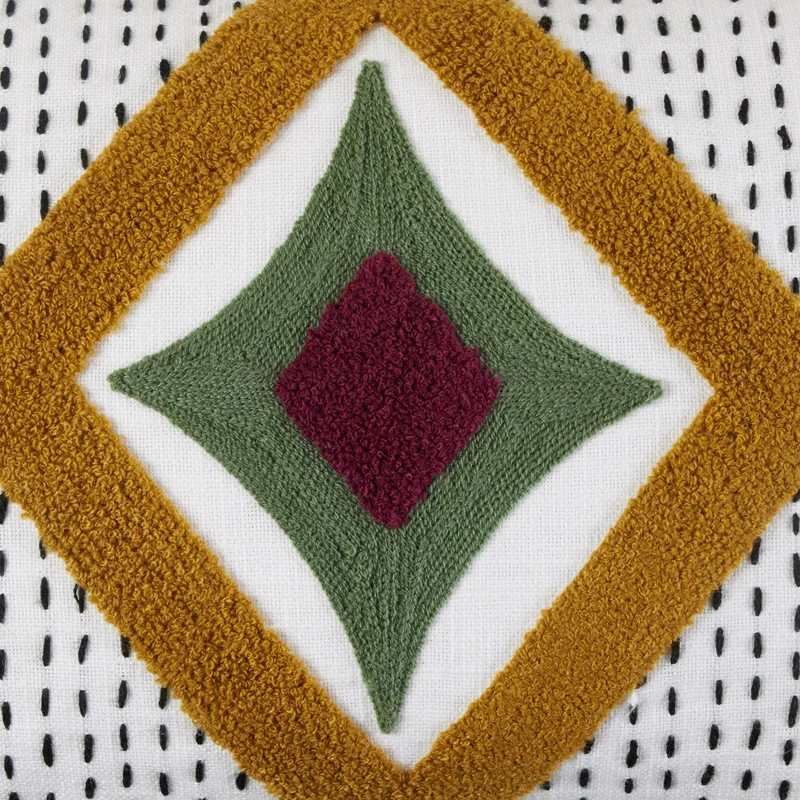 Housse de coussin ZAYI ivoire et moutarde