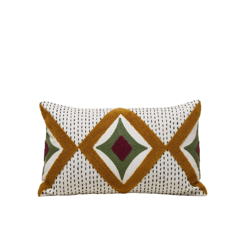 Housse de coussin ZAYI ivoire et moutarde