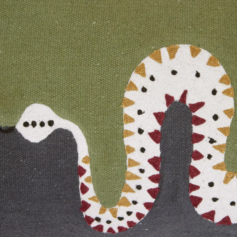 Housse de coussin TEOTI vert et python doré