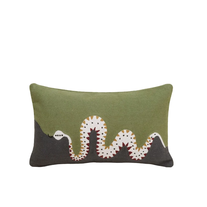 Housse de coussin TEOTI vert et python doré