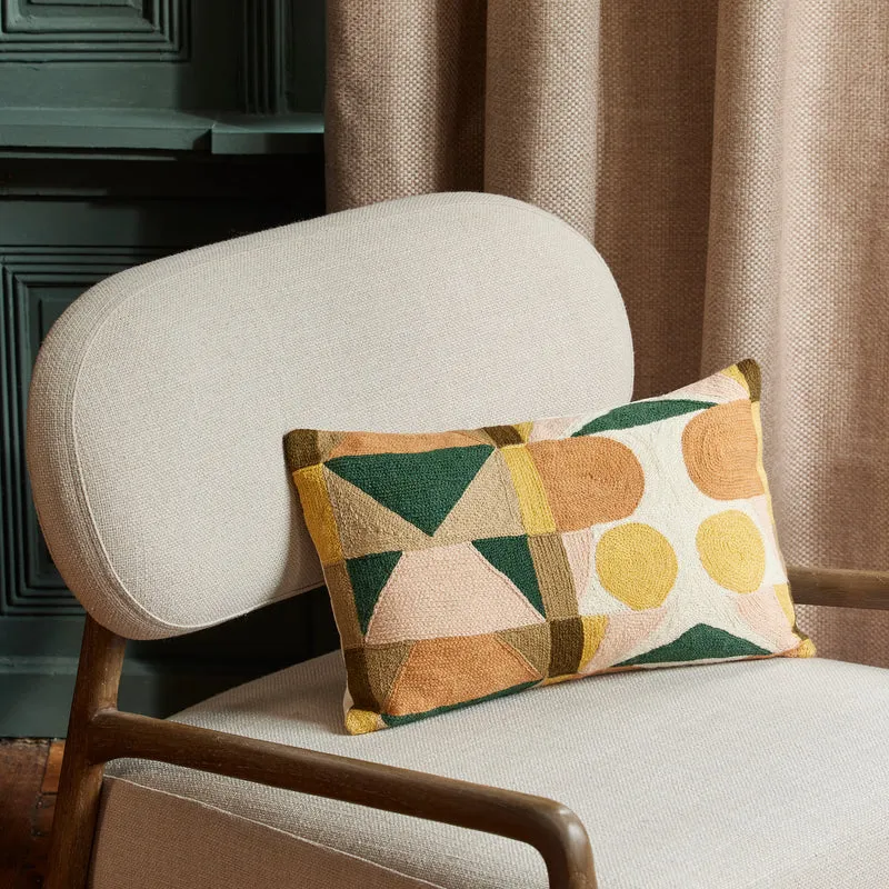 Housse de coussin NIKOLLA sable et vert
