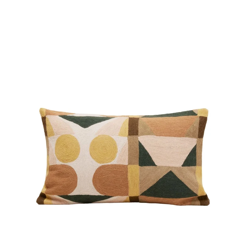 Housse de coussin NIKOLLA sable et vert