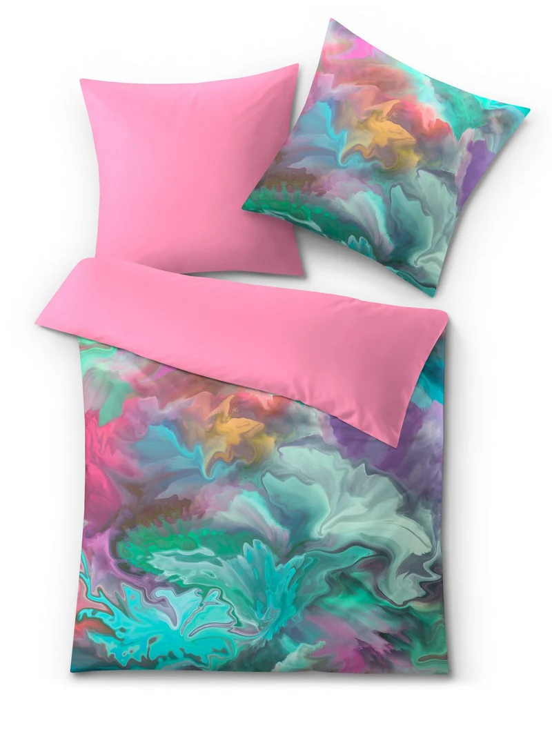 Bettwäsche Satin FUSION Multicolor 135 x 200 cm und 80 x 80 cm