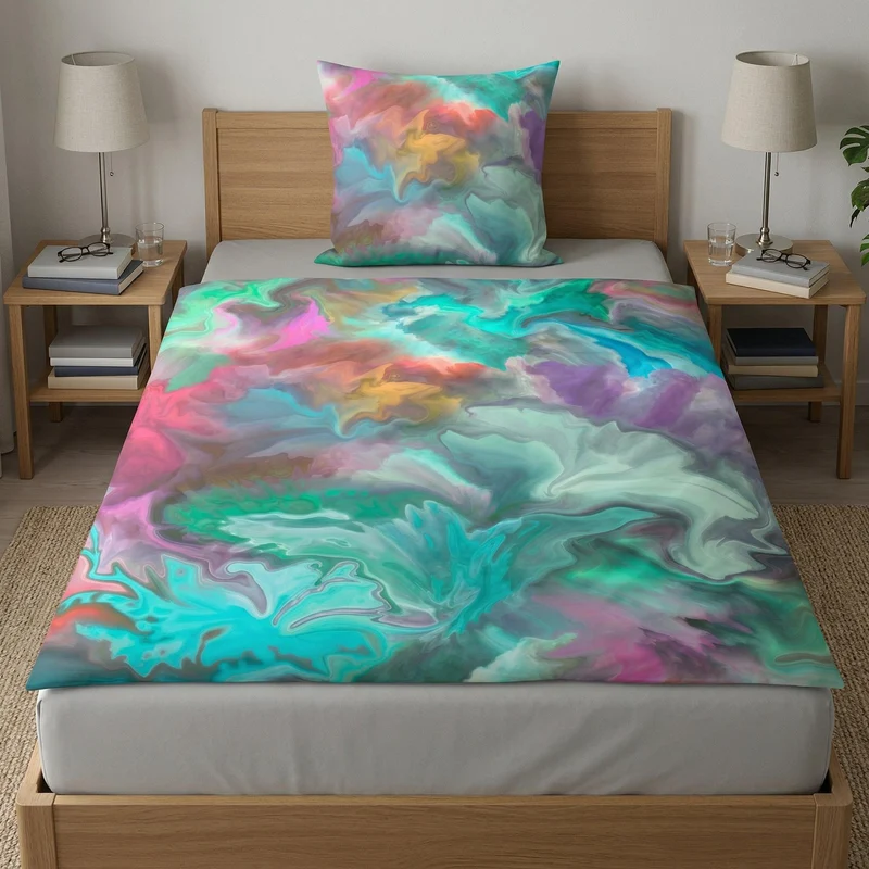 Bettwäsche Satin FUSION Multicolor 135 x 200 cm und 80 x 80 cm