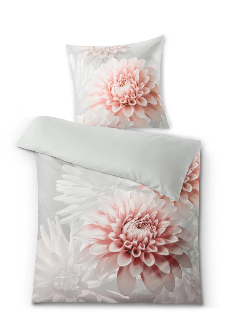 Bettwäsche Satin DALIE Silbergrau 155 x 220 cm und 80 x 80 cm