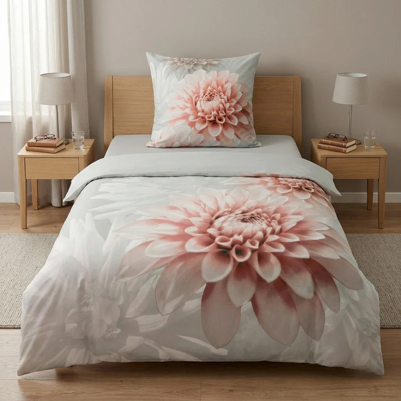 Bettwäsche Satin DALIE Silbergrau 155 x 220 cm und 80 x 80 cm