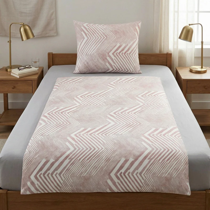 Bettwäsche Satin MACRA Pastellrose 155 x 220 cm und 80 x 80 cm