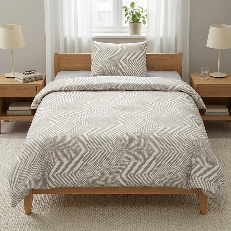 Bettwäsche Satin MACRA Macadamia 135 x 200 cm und 80 x 80 cm