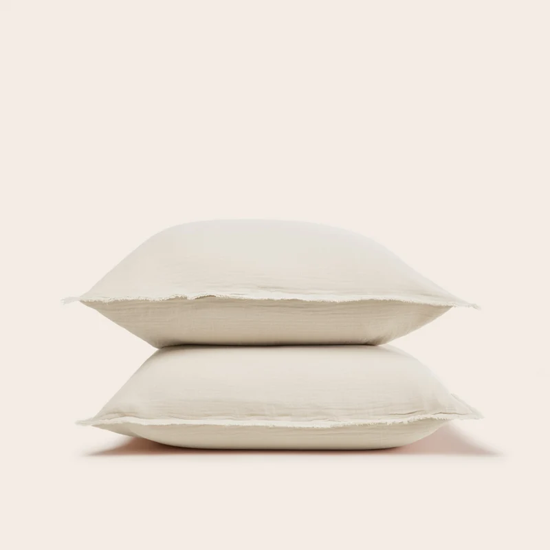Lot de 2 taies d'oreiller LOU ficelle