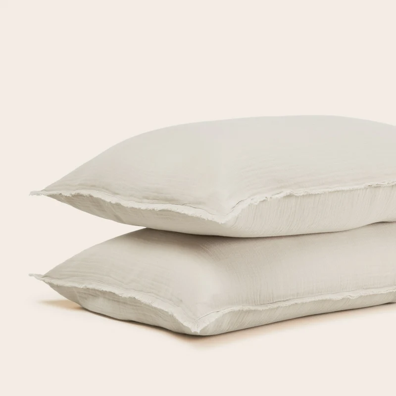 Lot de 2 taies d'oreiller LOU ficelle