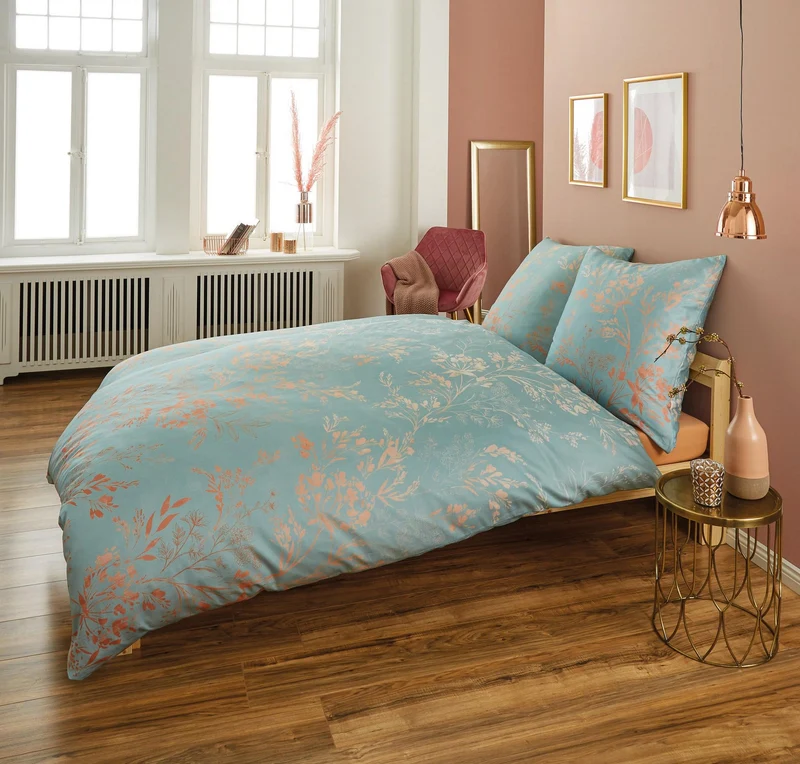 Bettwäsche Satin KATE Krokusblau 155 x 220 cm und 80 x 80 cm