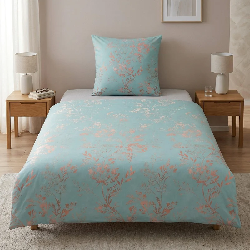 Bettwäsche Satin KATE Krokusblau 155 x 220 cm und 80 x 80 cm