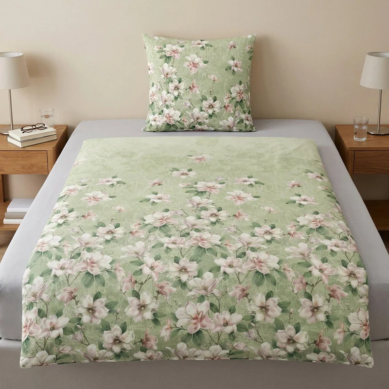 Bettwäsche Satin MAGNOLIA Distel 135 x 200 cm und 80 x 80 cm