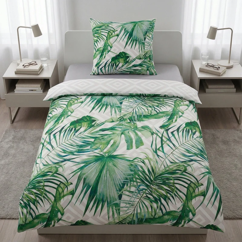 Bettwäsche Satin LORIA Grün 155 x 220 cm und 80 x 80 cm