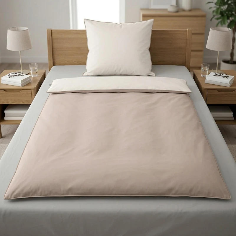 Bettwäsche Satin LINDA Taupe 155 x 220 cm und 80 x 80 cm