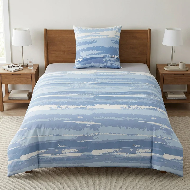 Bettwäsche Satin BALLADE Mare 155 x 220 cm und 80 x 80 cm