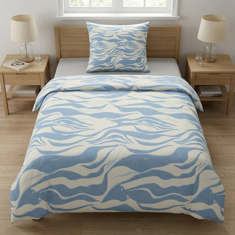 Bettwäsche Satin ONDA Mare 155 x 220 cm und 80 x 80 cm