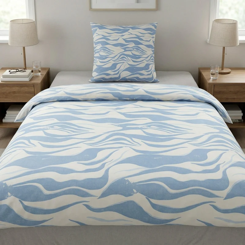 Bettwäsche Satin ONDA Mare 135 x 200 cm und 80 x 80 cm