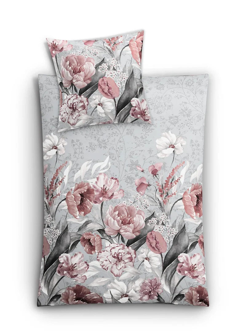 Bettwäsche Satin HANAKO Silbergrau 155 x 220 cm und 80 x 80 cm