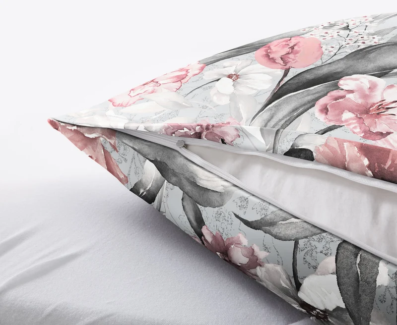 Bettwäsche Satin HANAKO Silbergrau 155 x 220 cm und 80 x 80 cm