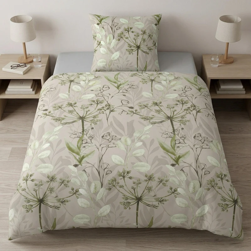 Bettwäsche Satin LUKARDIS Dill 155 x 220 cm und 80 x 80 cm