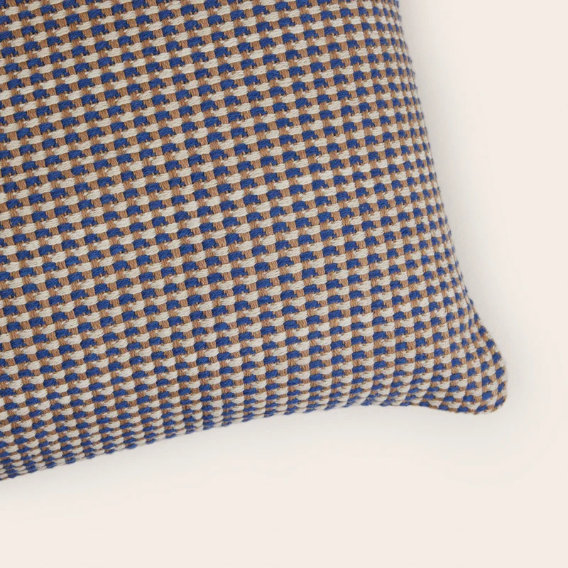 Housse de coussin MIKENO bleu et naturel