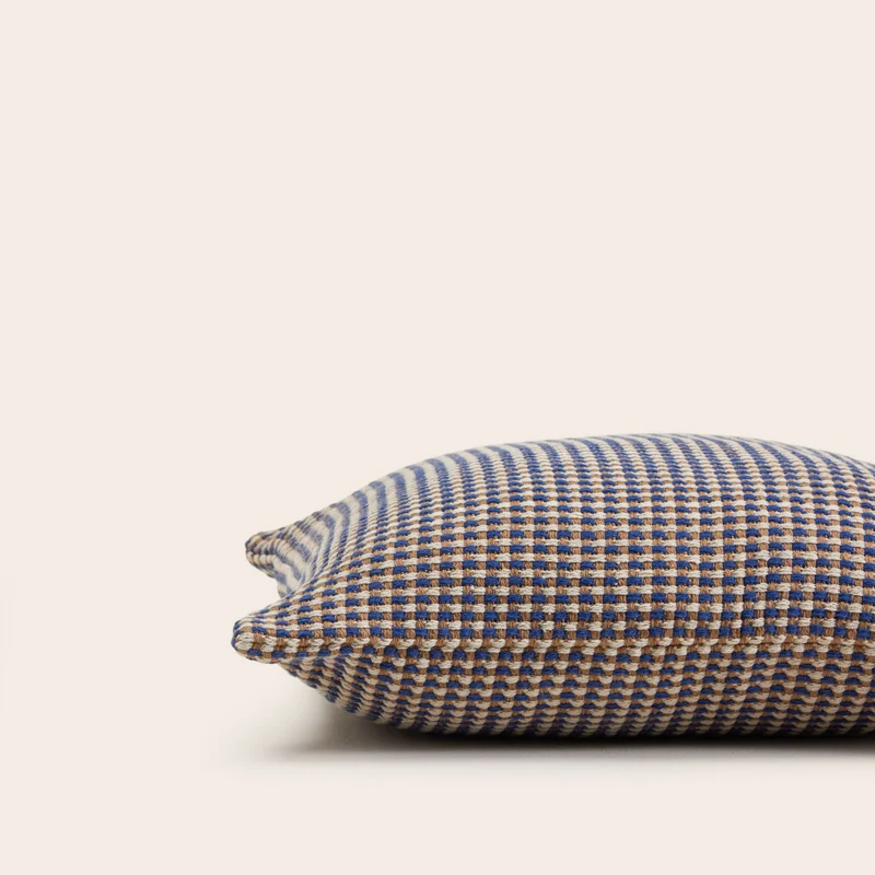 Housse de coussin MIKENO bleu et naturel