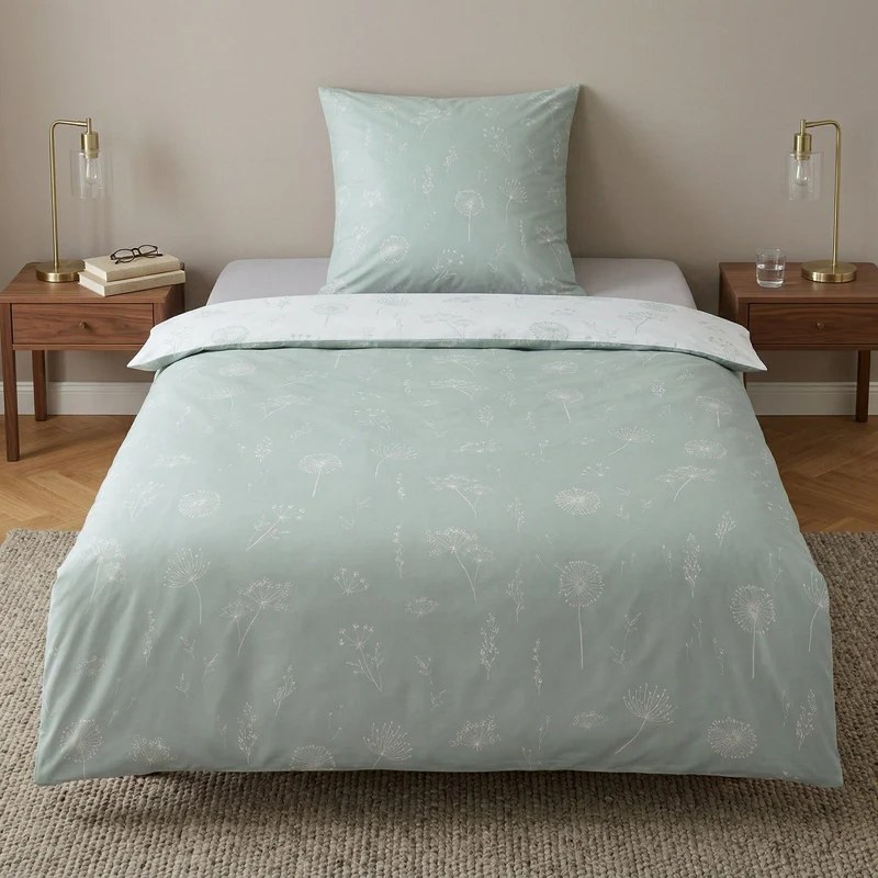 Bettwäsche Satin LEONE Distel 155 x 220 cm und 80 x 80 cm