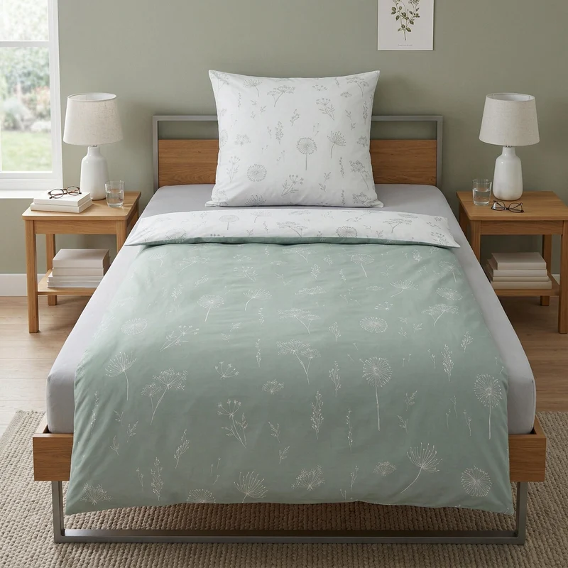 Bettwäsche Satin LEONE Distel 135 x 200 cm und 80 x 80 cm