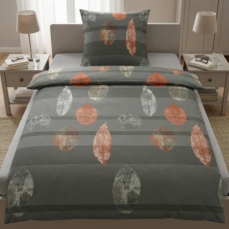 Bettwäsche Satin LAURUS Anthrazit 135 x 200 cm und 80 x 80 cm