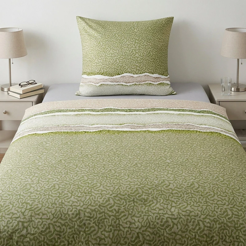 Bettwäsche Satin MAREA Dill 155 x 220 cm und 80 x 80 cm