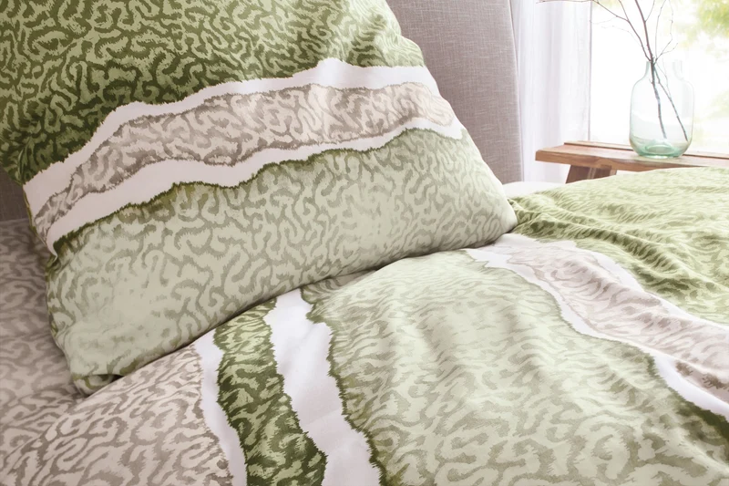 Bettwäsche Satin MAREA Dill 135 x 200 cm und 80 x 80 cm