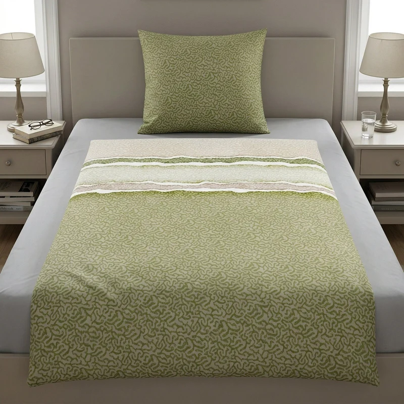 Bettwäsche Satin MAREA Dill 135 x 200 cm und 80 x 80 cm