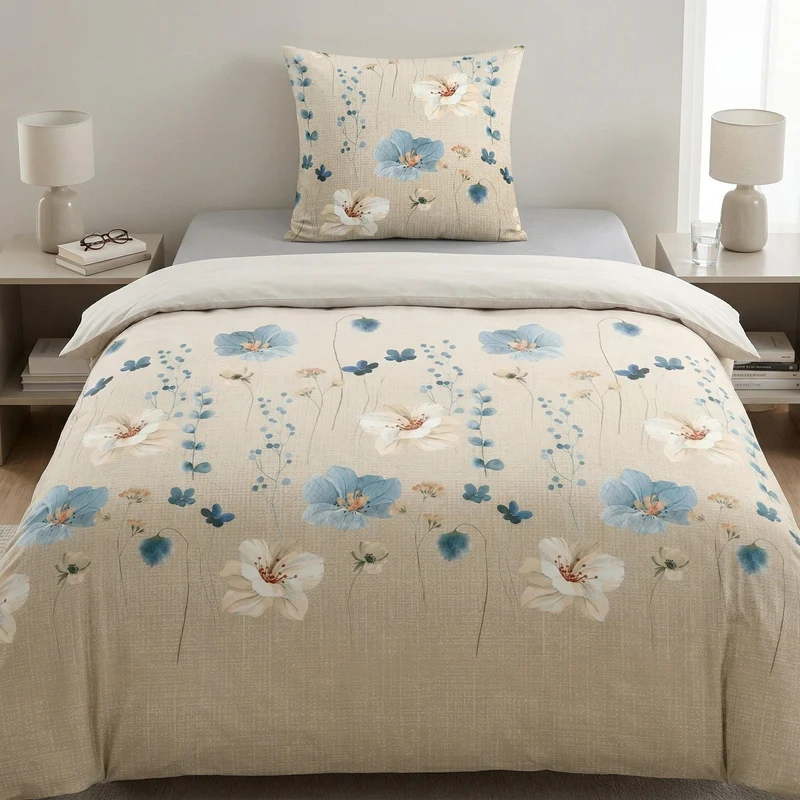 Bettwäsche Satin MALVA Sandbeige 155 x 220 cm und 80 x 80 cm