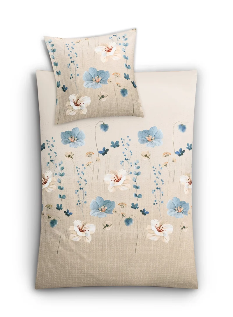 Bettwäsche Satin MALVA Sandbeige 135 x 200 cm und 80 x 80 cm