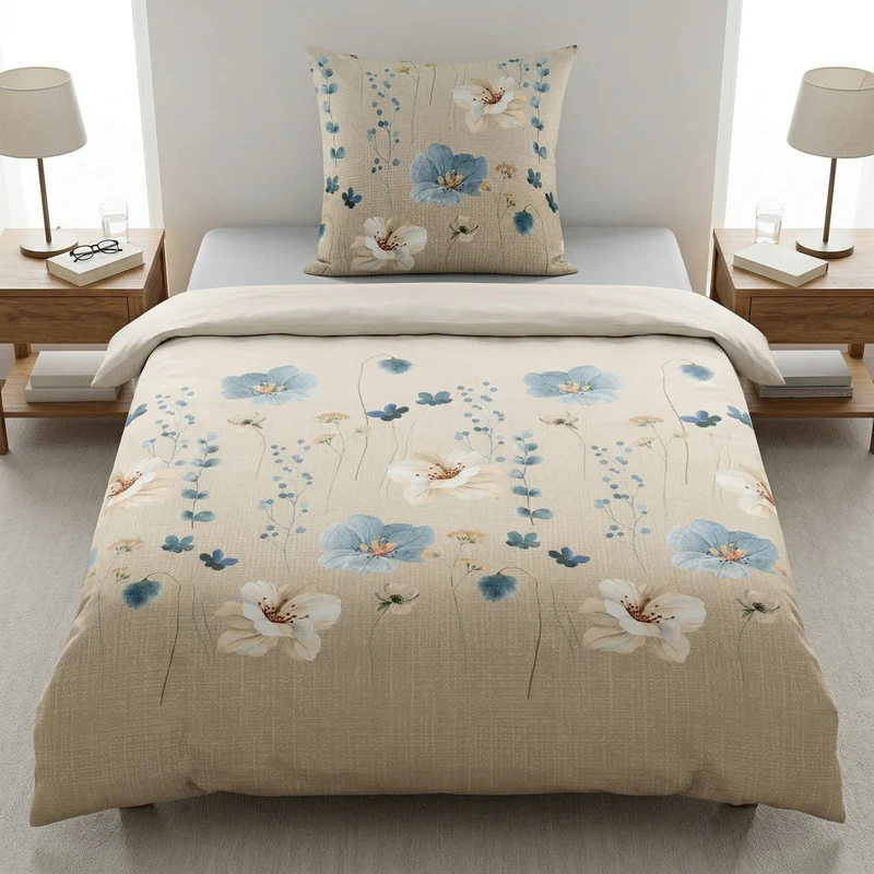 Bettwäsche Satin MALVA Sandbeige 135 x 200 cm und 80 x 80 cm