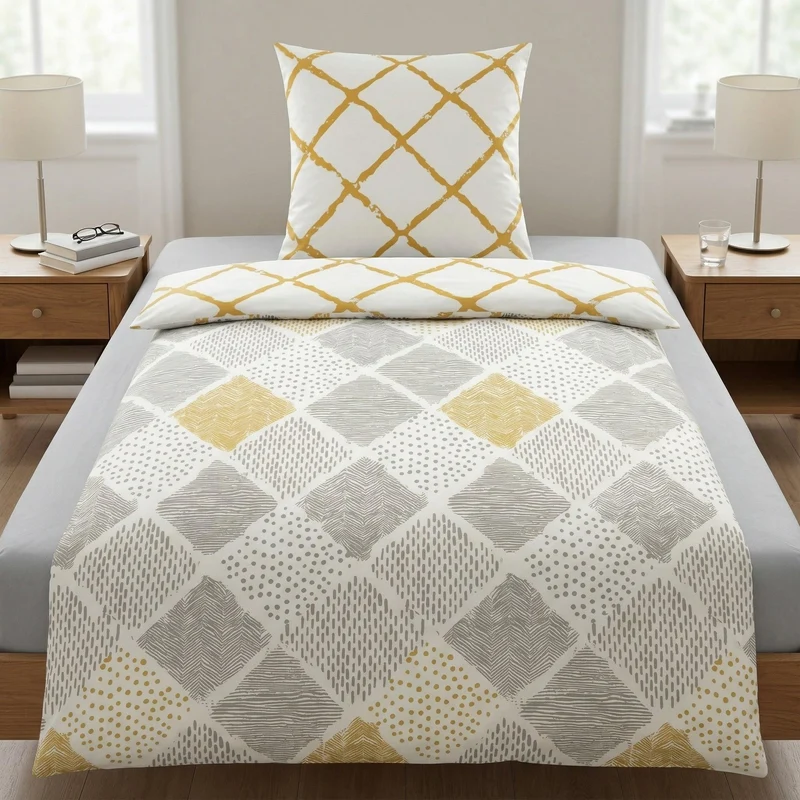 Bettwäsche Satin SMILLA Graphit 155 x 220 cm und 80 x 80 cm
