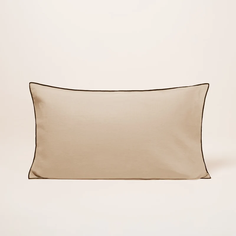 Lot de 2 taies d'oreiller CARLINA sable et bourdon noir