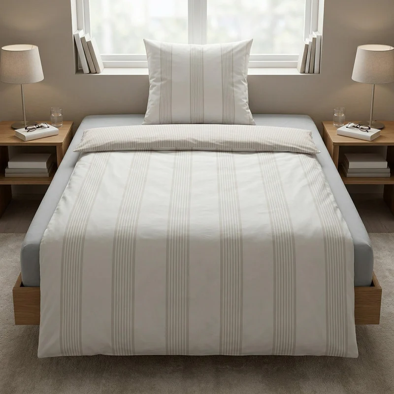 Bettwäsche Satin LINA Taupe 135 x 200 cm und 80 x 80 cm