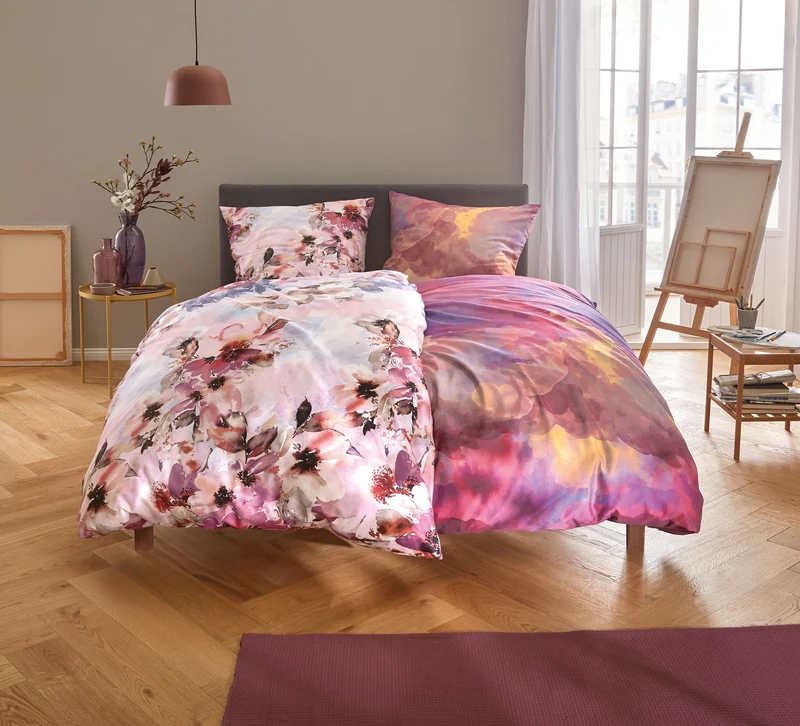 Bettwäsche Satin SOLERO Multicolor 155 x 220 cm und 80 x 80 cm